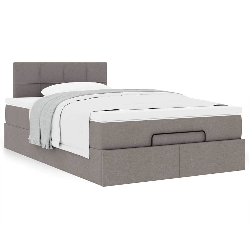 vidaXL Οθωμανικό κρεβάτι με στρώμα Taupe 120x190 cm Ύφασμα
