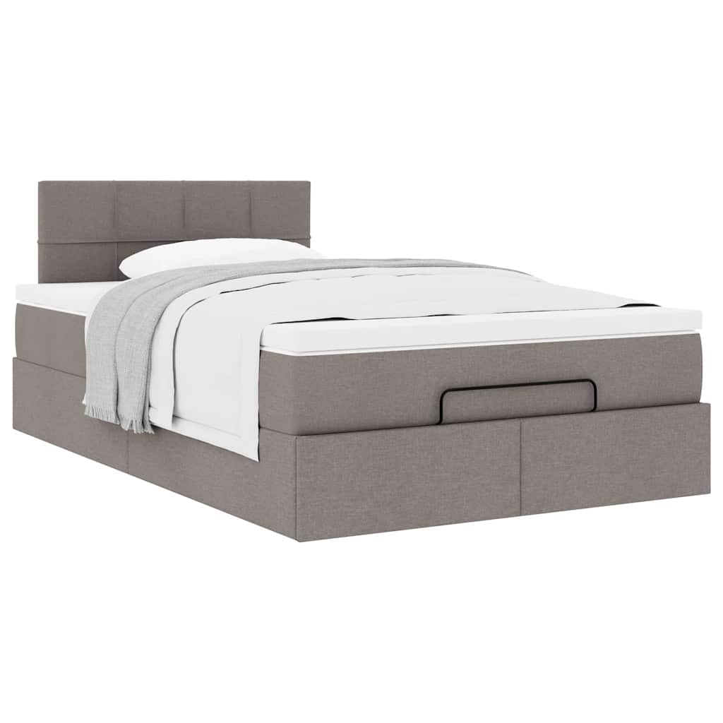 vidaXL Οθωμανικό κρεβάτι με στρώμα Taupe 120x190 cm Ύφασμα