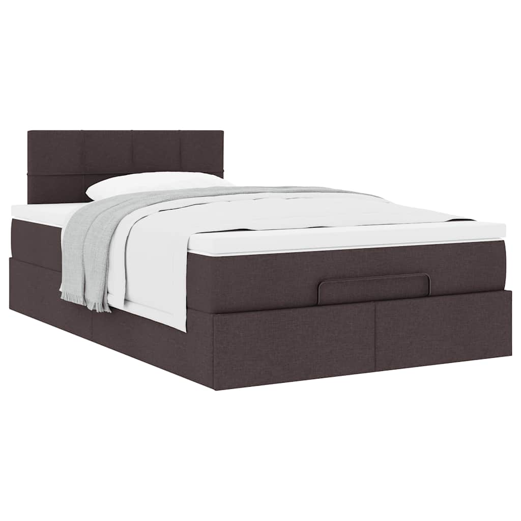 vidaXL Ottoman Κρεβάτι με Στρώμα Σκούρο Καφέ 120x200cm Ύφασμα