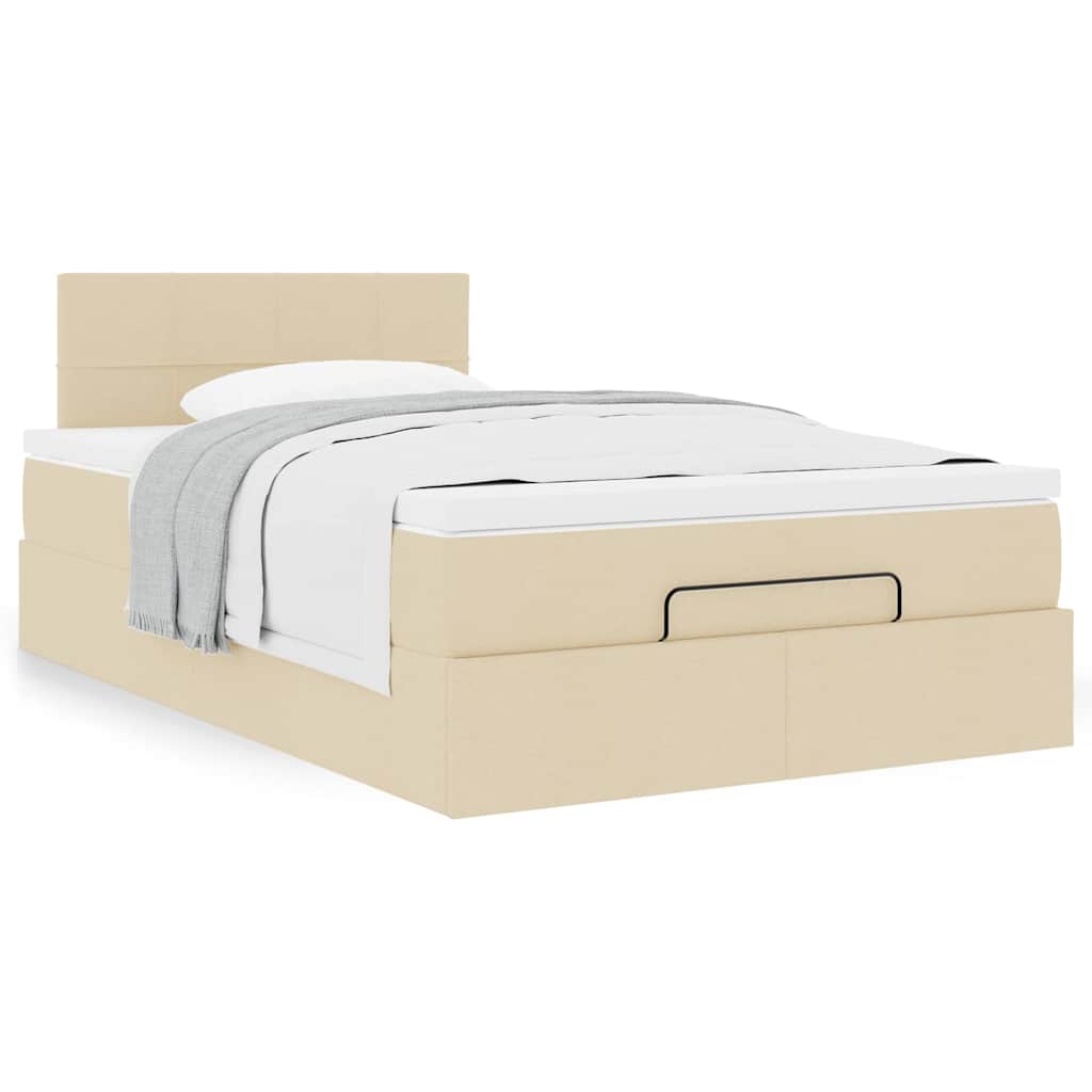 vidaXL Οθωμανικό κρεβάτι με στρώμα Cream 120x200cm ύφασμα