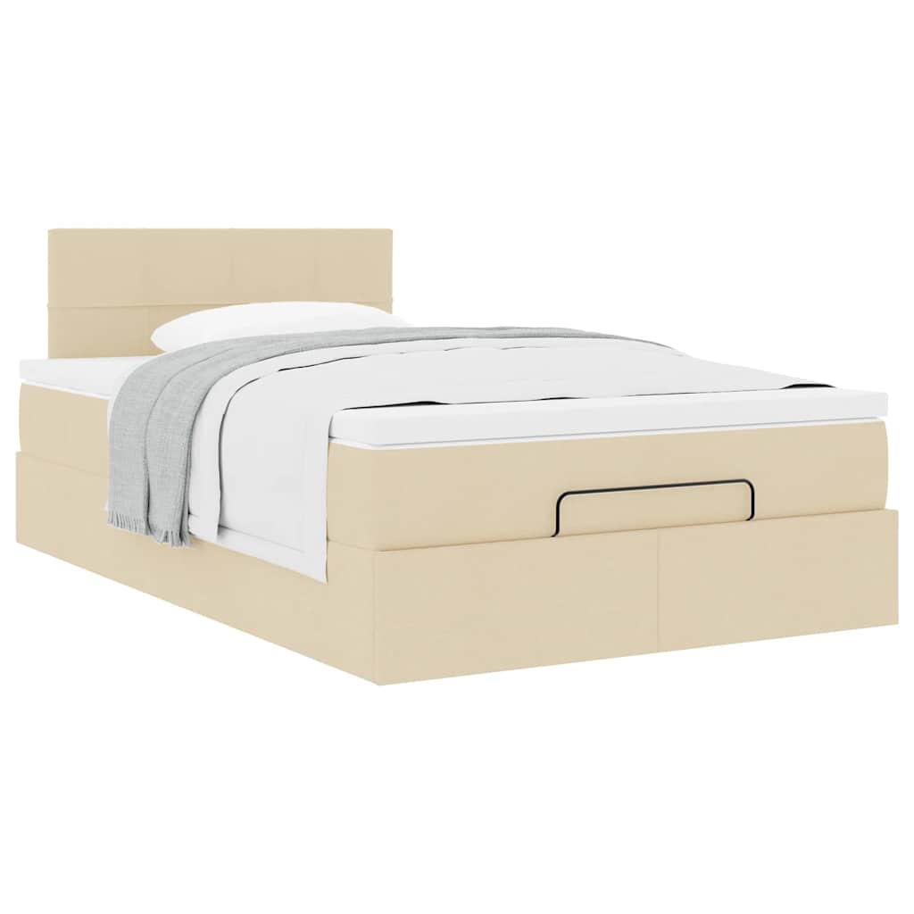 vidaXL Οθωμανικό κρεβάτι με στρώμα Cream 120x200cm ύφασμα