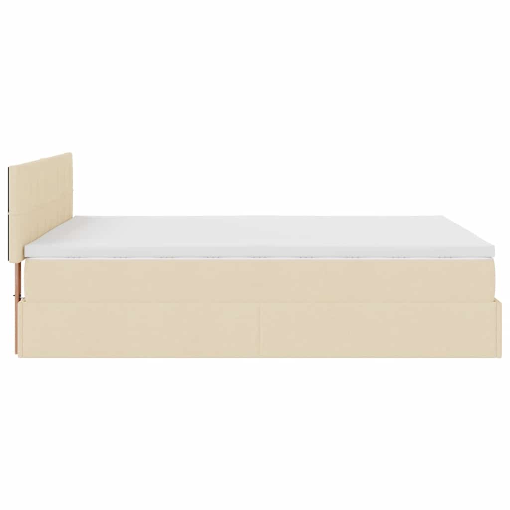 vidaXL Οθωμανικό κρεβάτι με στρώμα Cream 140x190cm ύφασμα
