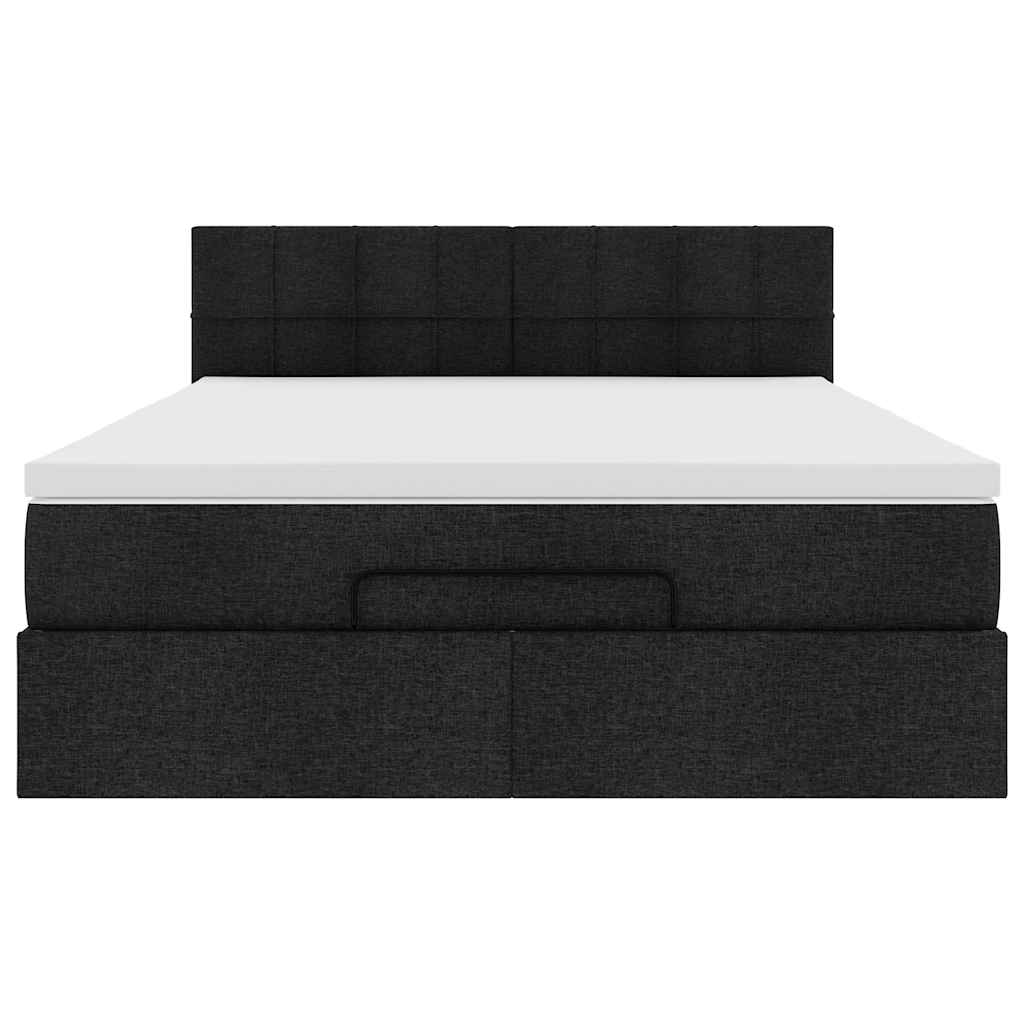 vidaXL Οθωμανικό κρεβάτι με στρώμα Μαύρο 140x200cm Ύφασμα