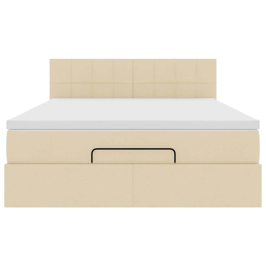 vidaXL Οθωμανικό κρεβάτι με στρώμα Cream 140x200cm ύφασμα