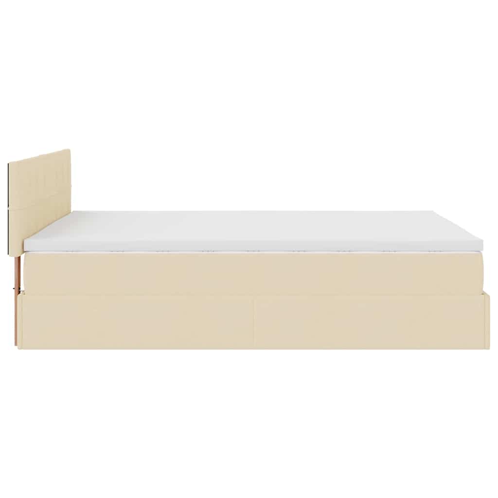 vidaXL Οθωμανικό κρεβάτι με στρώμα Cream 140x200cm ύφασμα