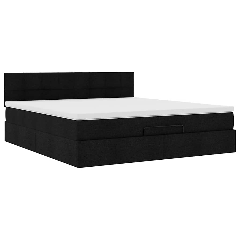 vidaXL Οθωμανικό κρεβάτι με στρώμα Μαύρο 160x200cm Ύφασμα