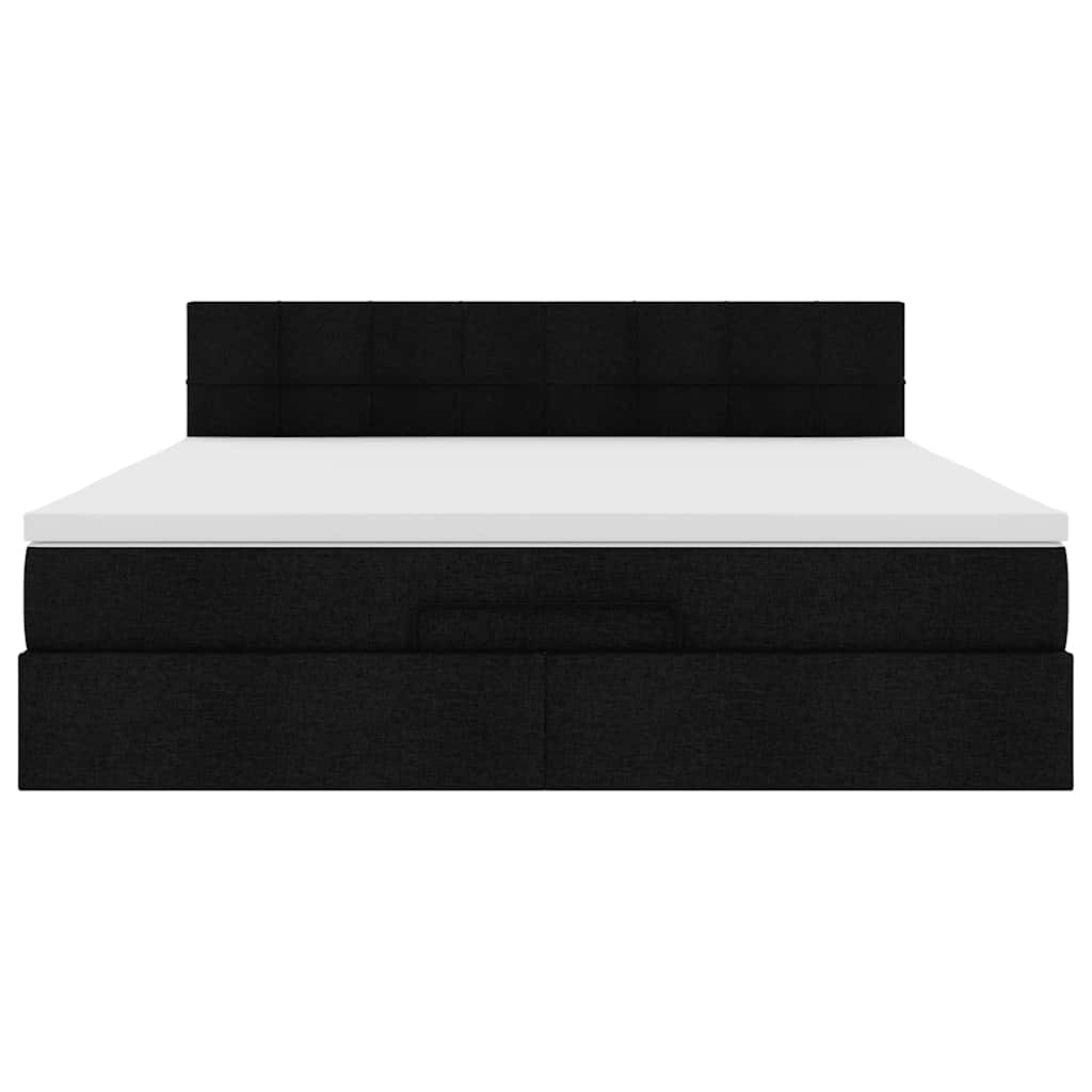 vidaXL Οθωμανικό κρεβάτι με στρώμα Μαύρο 160x200cm Ύφασμα