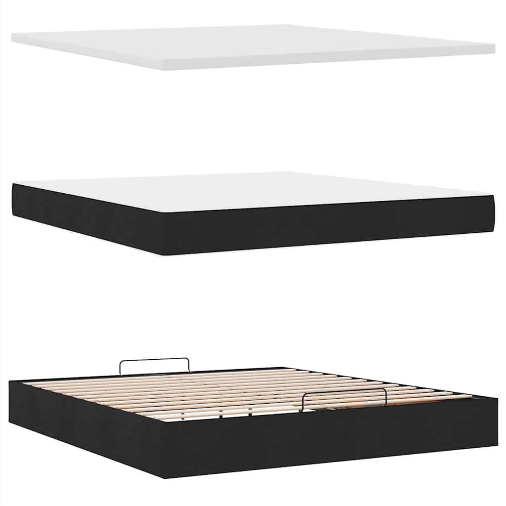 vidaXL Οθωμανικό κρεβάτι με στρώμα Μαύρο 160x200cm Ύφασμα