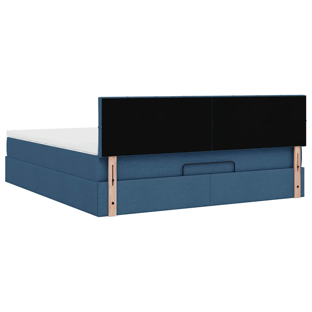 vidaXL Οθωμανικό κρεβάτι με στρώμα μπλε 160x200cm ύφασμα