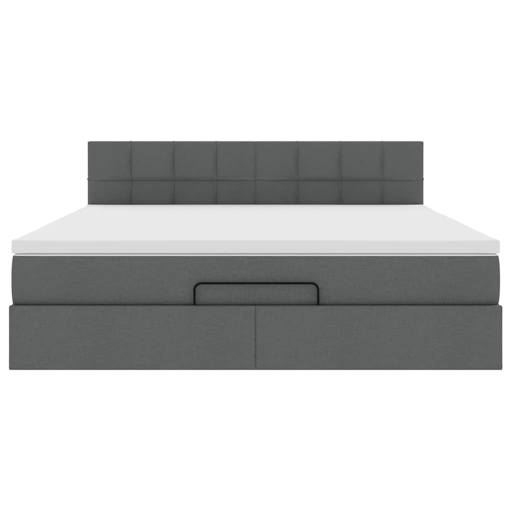 vidaXL Οθωμανικό κρεβάτι με στρώμα σκούρο γκρι 180x200cm ύφασμα