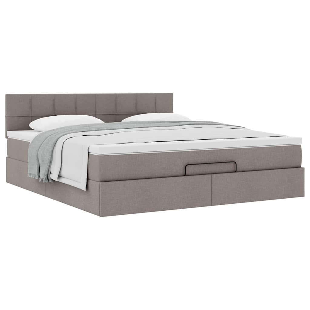 vidaXL Οθωμανικό κρεβάτι με στρώμα Taupe 180x200cm ύφασμα