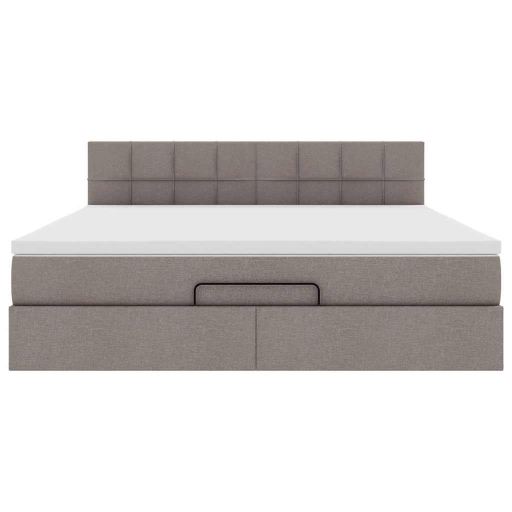vidaXL Οθωμανικό κρεβάτι με στρώμα Taupe 180x200cm ύφασμα