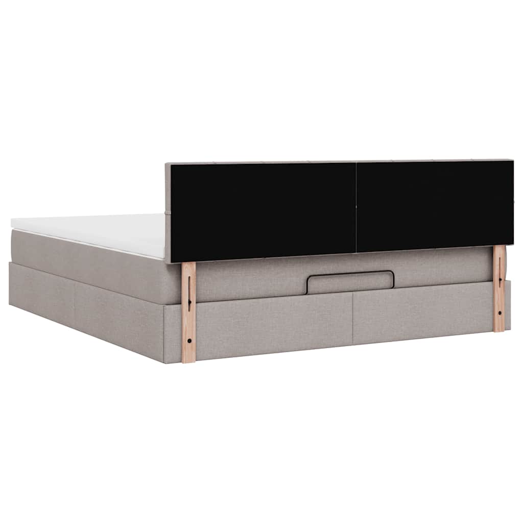 vidaXL Οθωμανικό κρεβάτι με στρώμα Taupe 180x200cm ύφασμα