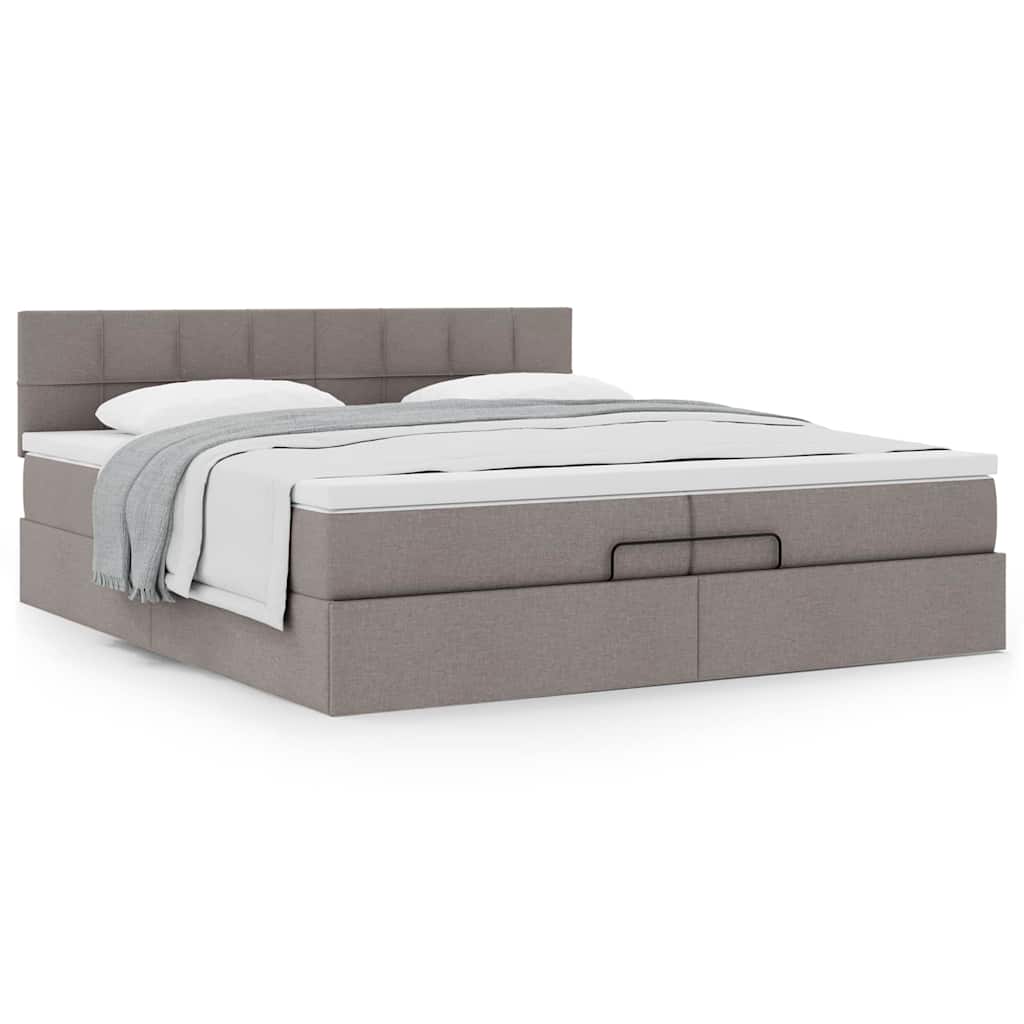 vidaXL Οθωμανικό κρεβάτι με στρώμα Taupe 200x200 cm Ύφασμα