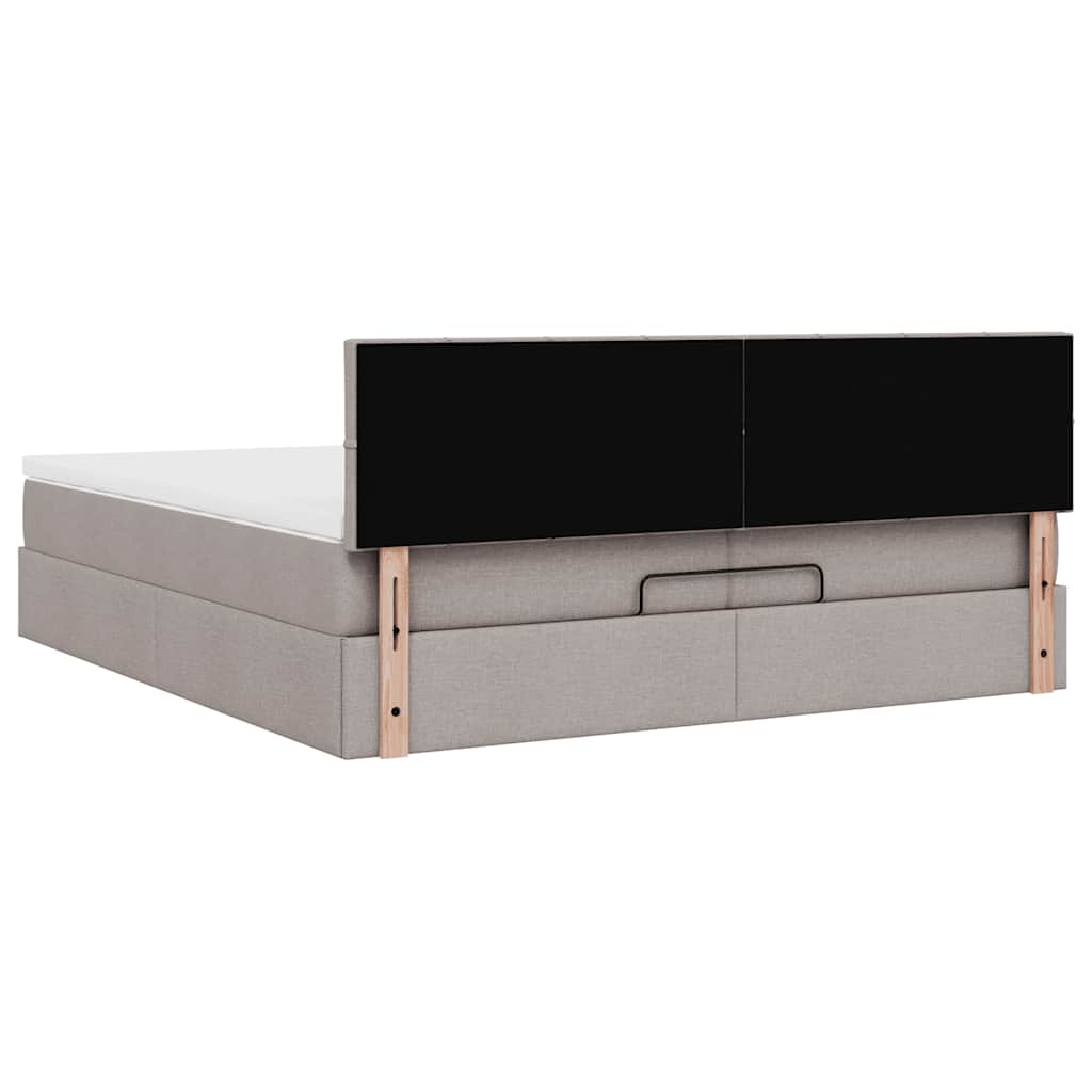 vidaXL Οθωμανικό κρεβάτι με στρώμα Taupe 200x200 cm Ύφασμα