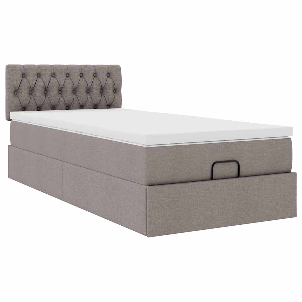 vidaXL Οθωμανικό κρεβάτι με στρώμα Taupe 80x200cm ύφασμα