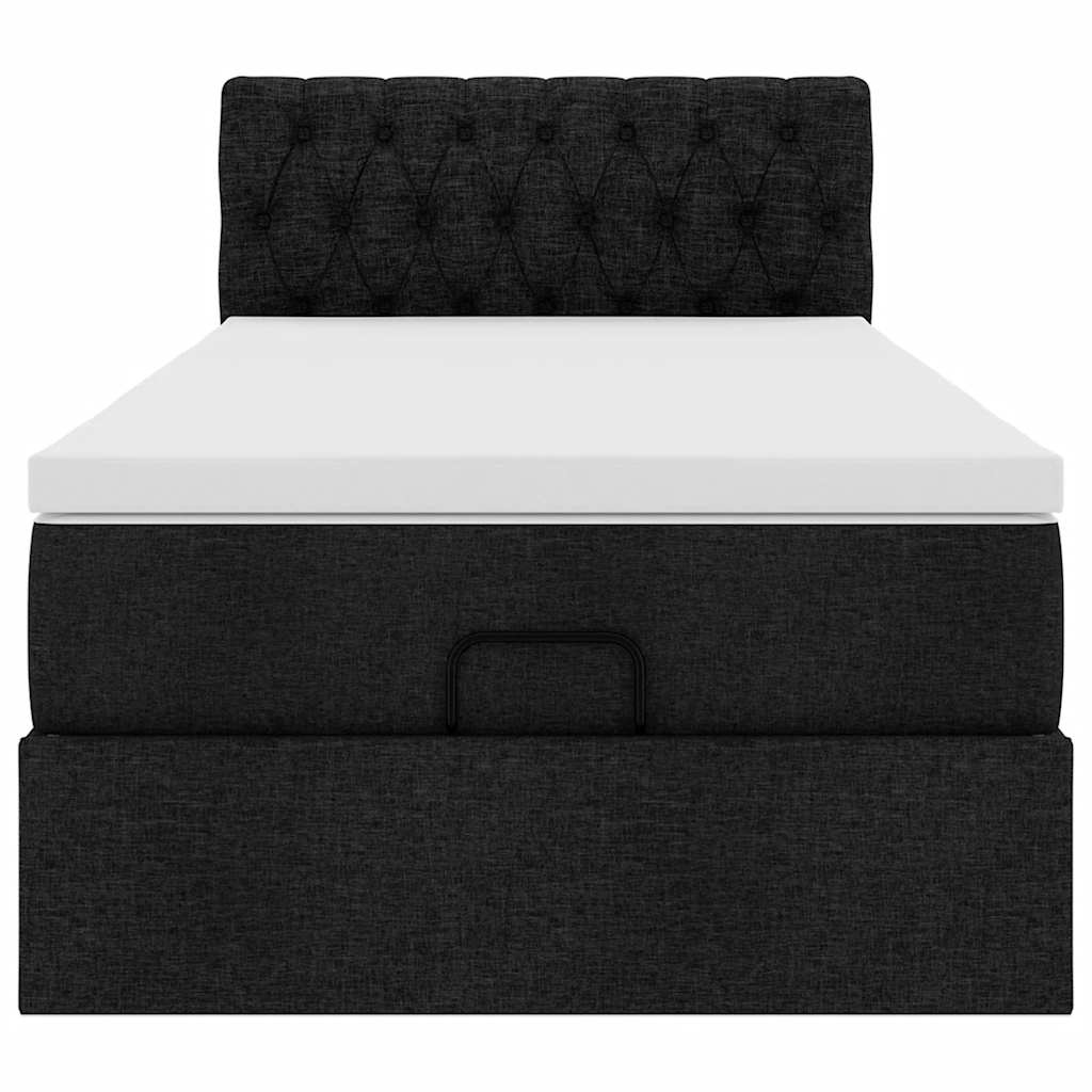 vidaXL Οθωμανικό κρεβάτι με στρώμα Μαύρο 90x190cm Ύφασμα