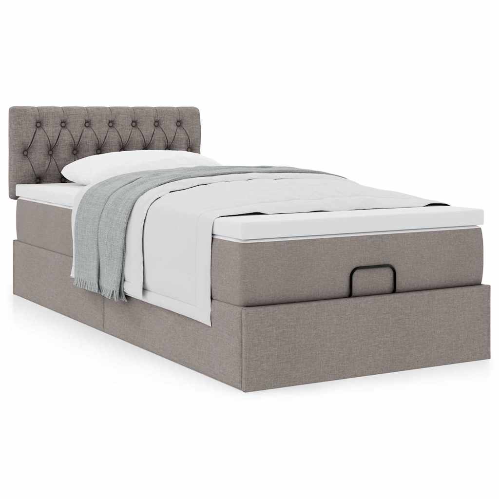 vidaXL Οθωμανικό κρεβάτι με στρώμα Taupe 90x190cm ύφασμα