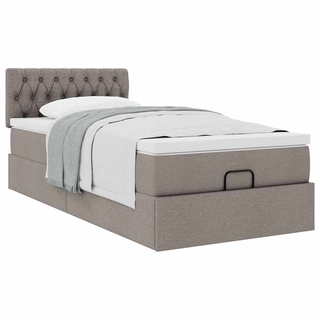 vidaXL Οθωμανικό κρεβάτι με στρώμα Taupe 90x190cm ύφασμα