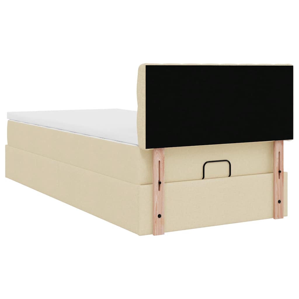 vidaXL Οθωμανικό κρεβάτι με στρώμα Cream 90x190cm ύφασμα