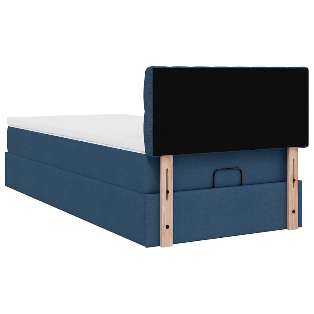 vidaXL Οθωμανικό κρεβάτι με στρώμα μπλε 90x190cm ύφασμα