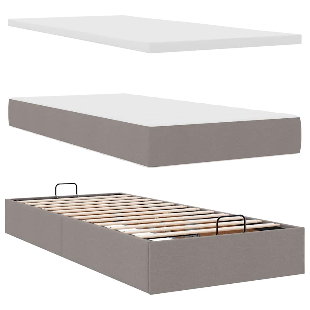 vidaXL Οθωμανικό κρεβάτι με στρώμα Taupe 90x200cm ύφασμα
