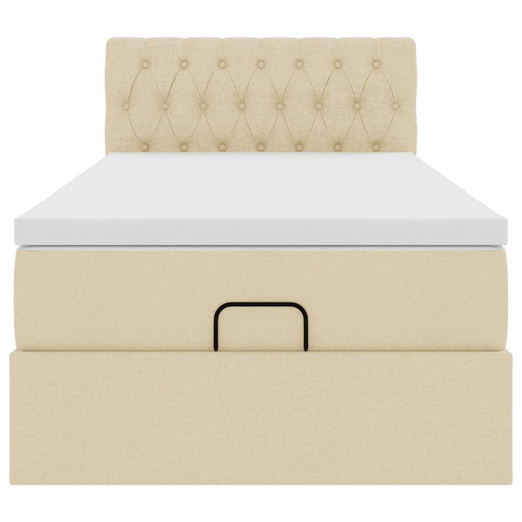 vidaXL Οθωμανικό κρεβάτι με στρώμα Cream 90x200cm ύφασμα