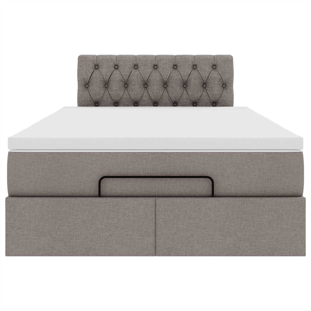 vidaXL Οθωμανικό κρεβάτι με στρώμα Taupe 120x190 cm Ύφασμα