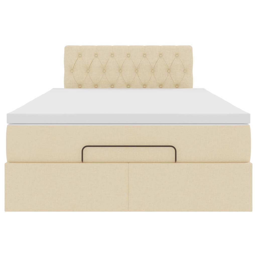 vidaXL Οθωμανικό κρεβάτι με στρώμα Cream 120x190 cm Ύφασμα