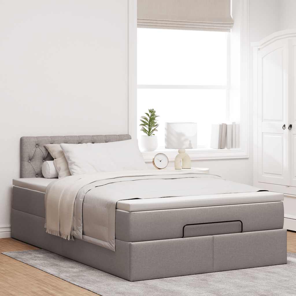 vidaXL Οθωμανικό κρεβάτι με στρώμα Taupe 120x200cm ύφασμα