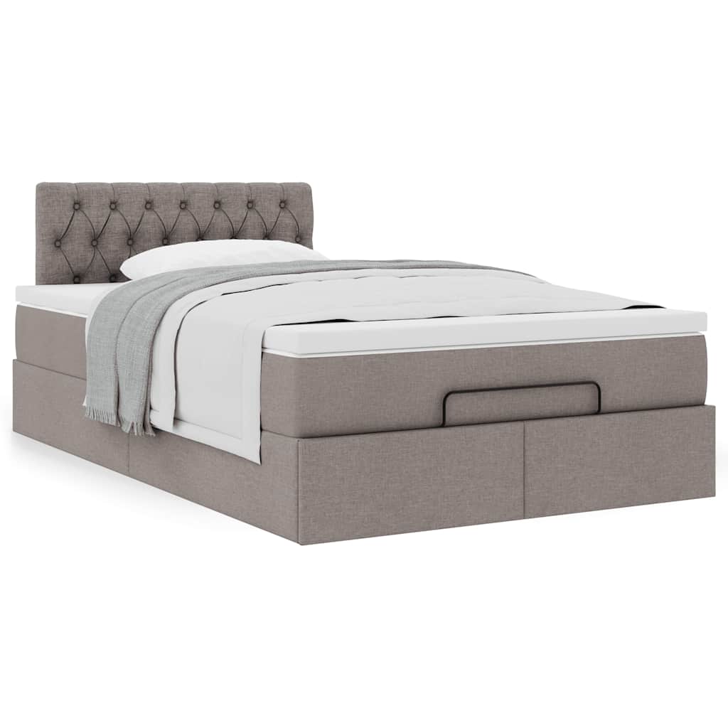 vidaXL Οθωμανικό κρεβάτι με στρώμα Taupe 120x200cm ύφασμα
