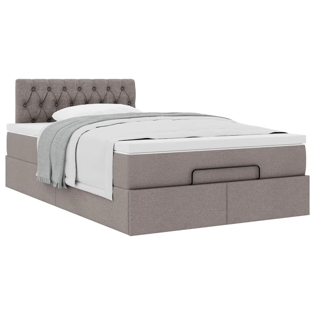 vidaXL Οθωμανικό κρεβάτι με στρώμα Taupe 120x200cm ύφασμα
