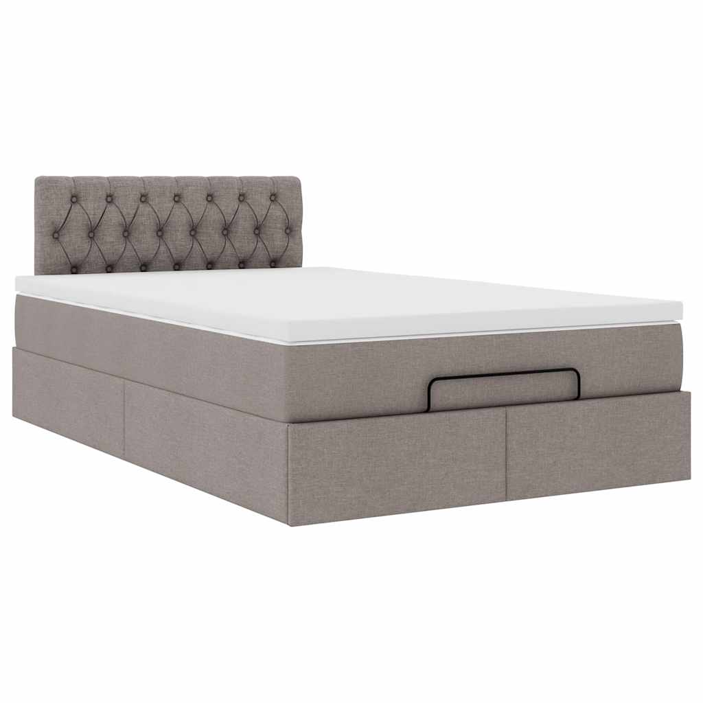 vidaXL Οθωμανικό κρεβάτι με στρώμα Taupe 120x200cm ύφασμα