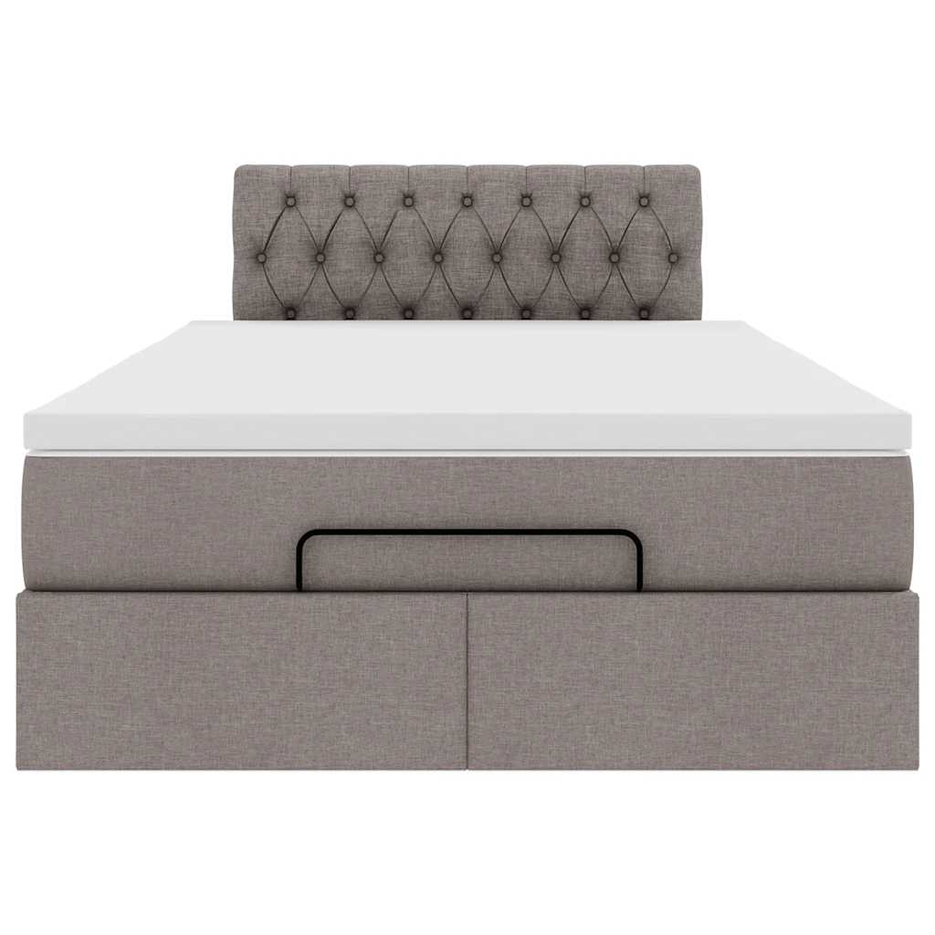 vidaXL Οθωμανικό κρεβάτι με στρώμα Taupe 120x200cm ύφασμα