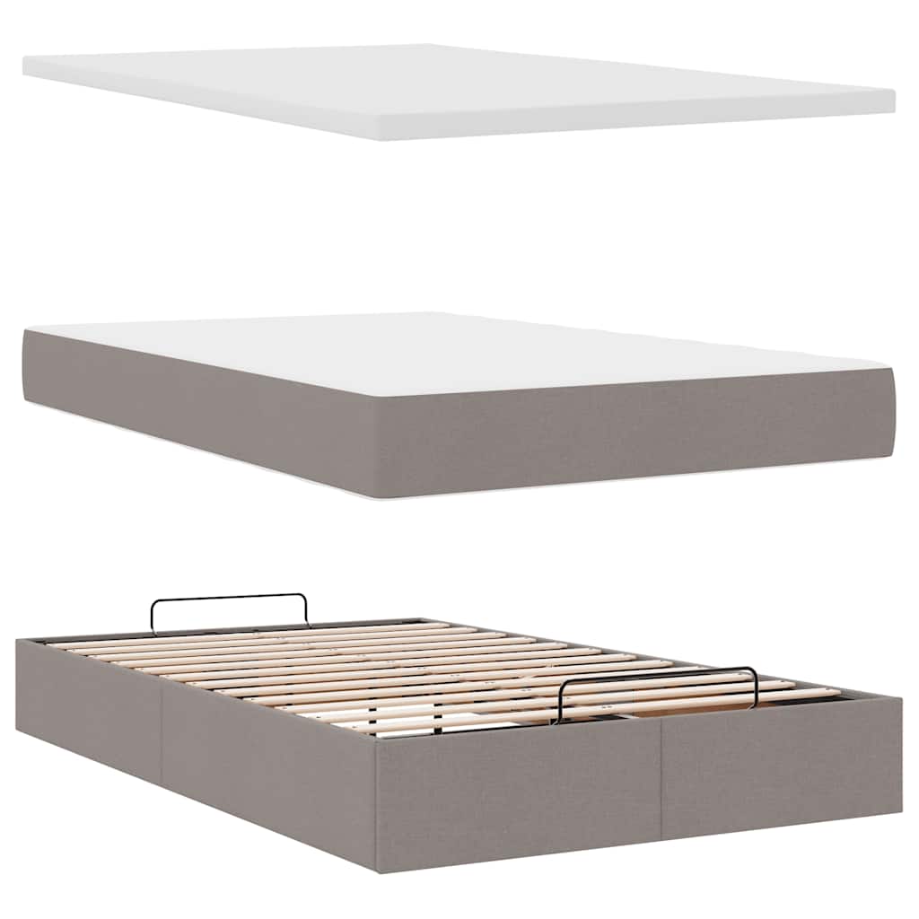 vidaXL Οθωμανικό κρεβάτι με στρώμα Taupe 120x200cm ύφασμα