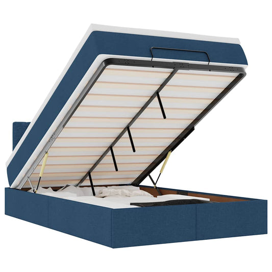 vidaXL Οθωμανικό κρεβάτι με στρώμα μπλε 120x200cm ύφασμα