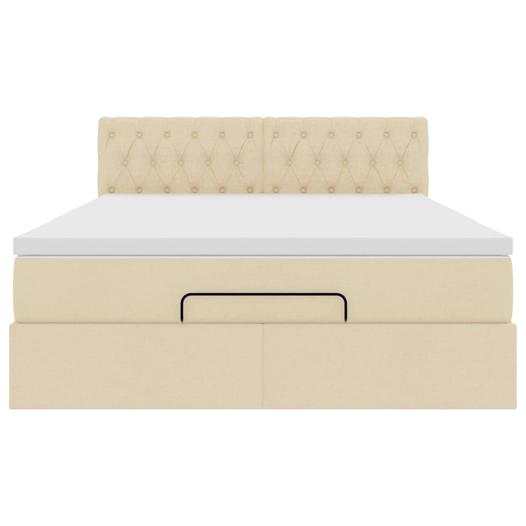 vidaXL Οθωμανικό κρεβάτι με στρώμα Cream 140x200cm ύφασμα