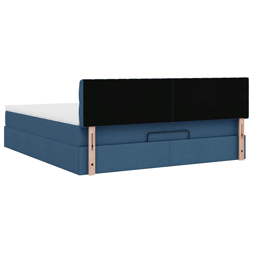 vidaXL Οθωμανικό κρεβάτι με στρώμα μπλε 160x200cm ύφασμα