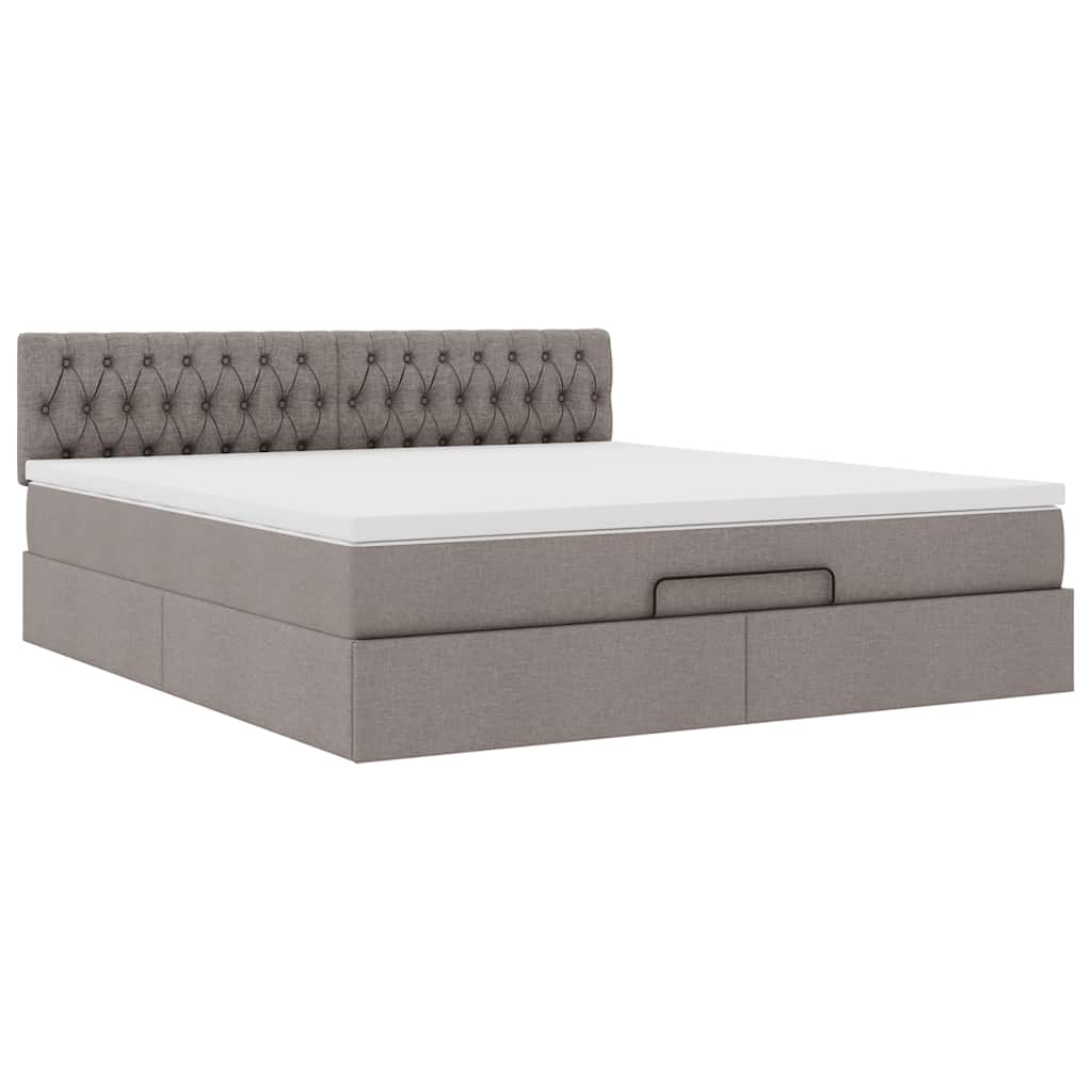 vidaXL Οθωμανικό κρεβάτι με στρώμα Taupe 180x200cm ύφασμα