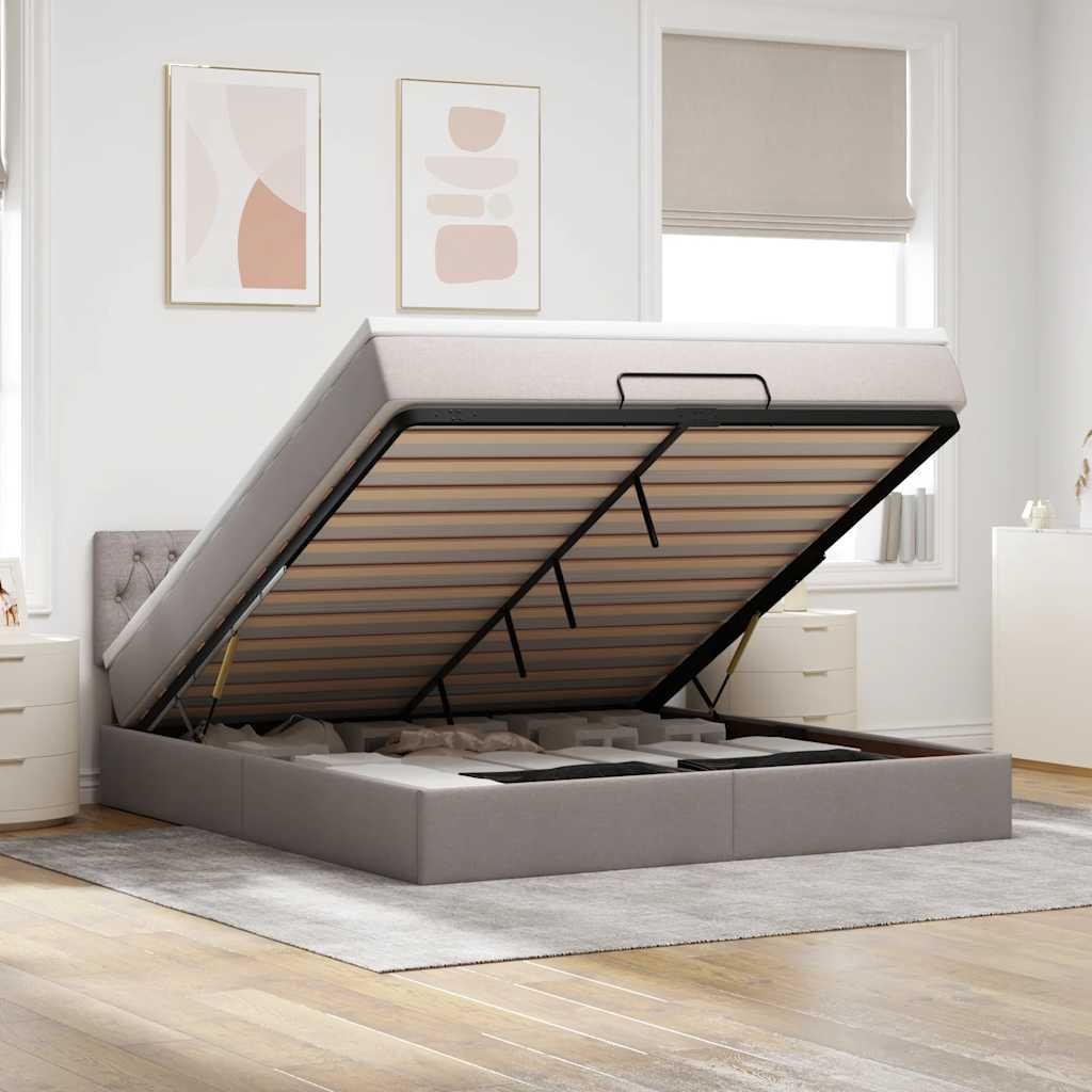 vidaXL Οθωμανικό κρεβάτι με στρώμα Taupe 180x200cm ύφασμα