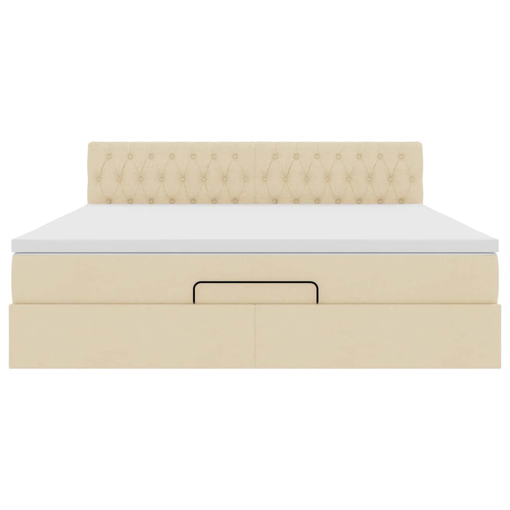 vidaXL Οθωμανικό κρεβάτι με στρώμα Cream 180x200cm ύφασμα