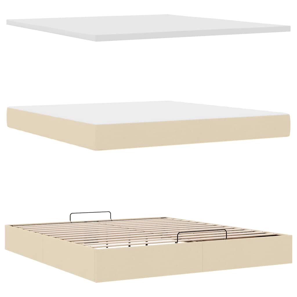 vidaXL Οθωμανικό κρεβάτι με στρώμα Cream 180x200cm ύφασμα