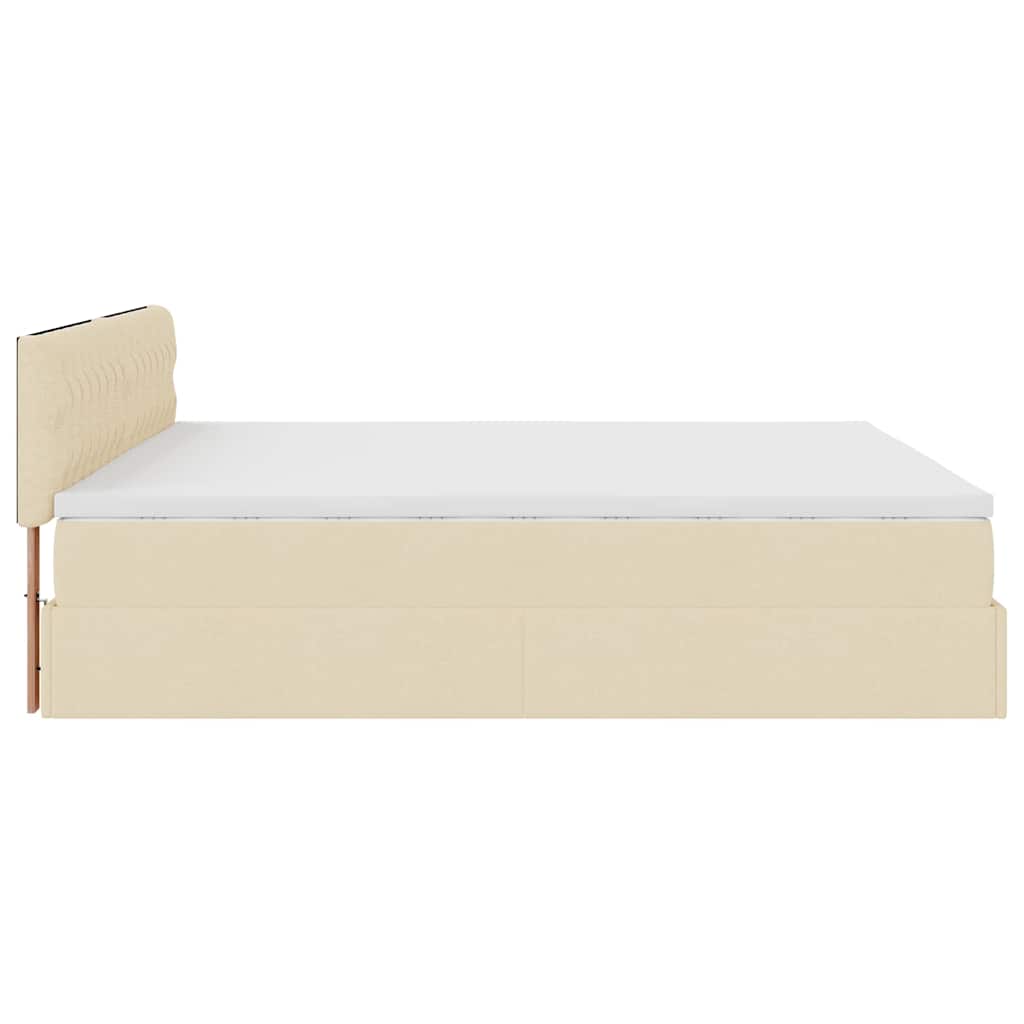 vidaXL Οθωμανικό κρεβάτι με στρώμα Cream 180x200cm ύφασμα