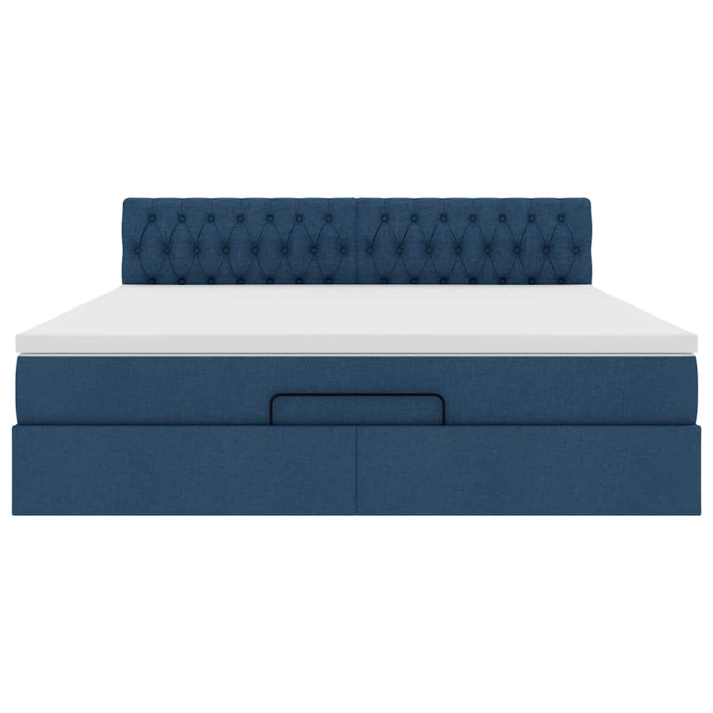 vidaXL Οθωμανικό κρεβάτι με στρώμα μπλε 180x200cm ύφασμα