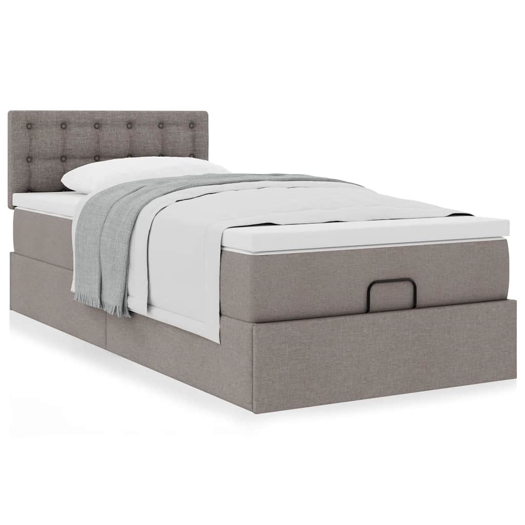 vidaXL Οθωμανικό κρεβάτι με στρώμα Taupe 90x190cm ύφασμα