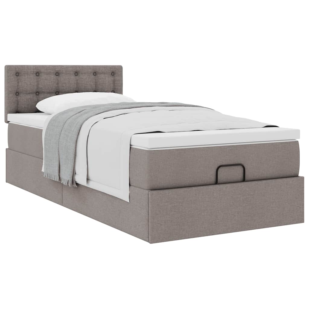 vidaXL Οθωμανικό κρεβάτι με στρώμα Taupe 90x190cm ύφασμα
