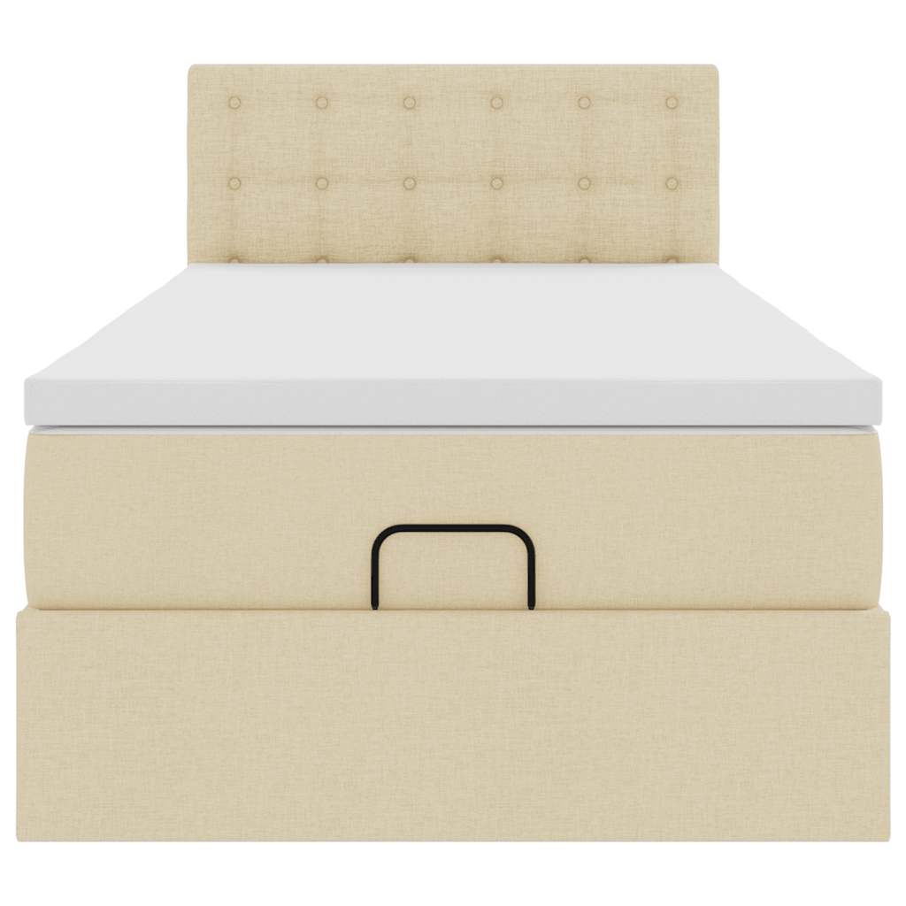 vidaXL Οθωμανικό κρεβάτι με στρώμα Cream 90x190cm ύφασμα