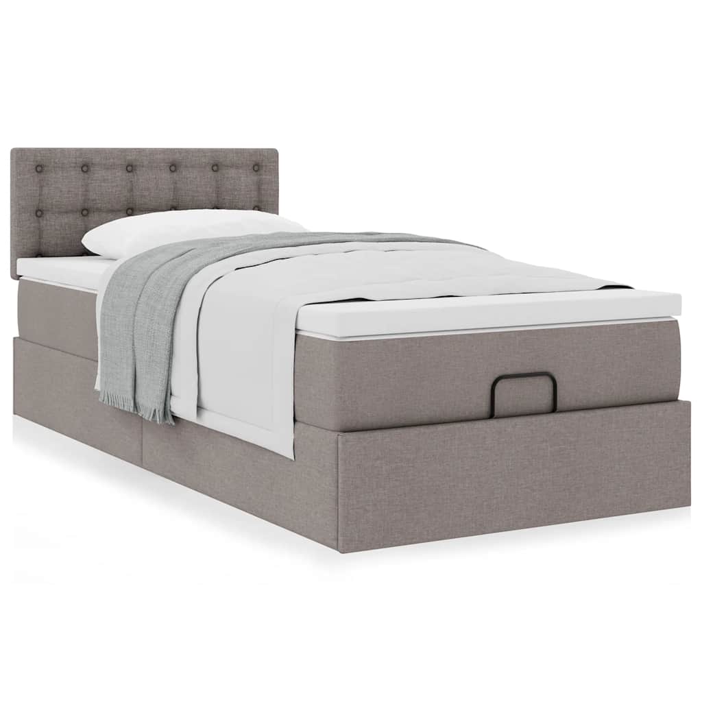 vidaXL Οθωμανικό κρεβάτι με στρώμα Taupe 90x200cm ύφασμα