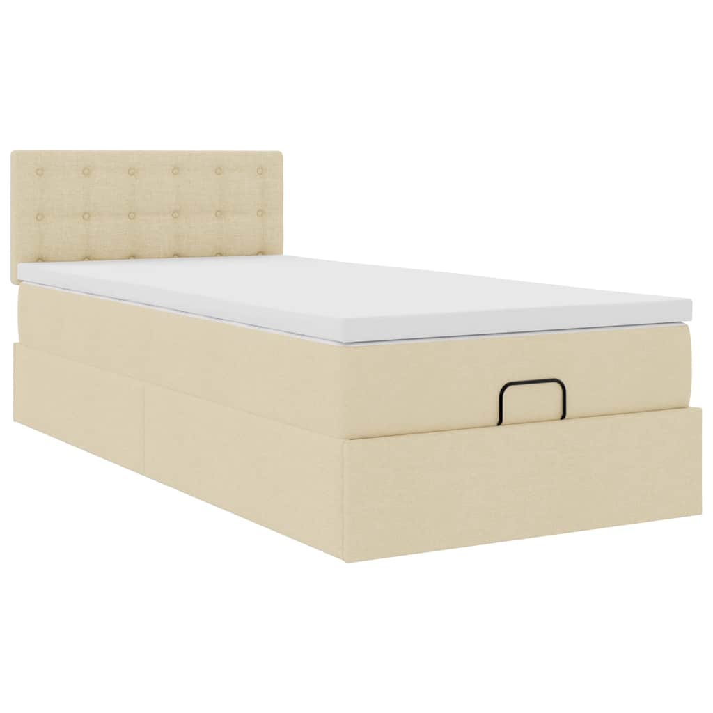 vidaXL Οθωμανικό κρεβάτι με στρώμα Cream 100x200cm ύφασμα