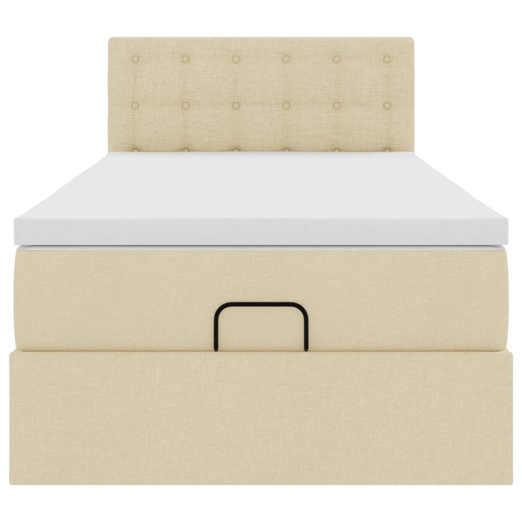 vidaXL Οθωμανικό κρεβάτι με στρώμα Cream 100x200cm ύφασμα